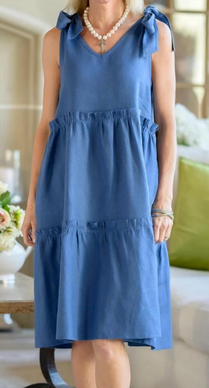 NEW CROWN LINEN gianna dress in blue